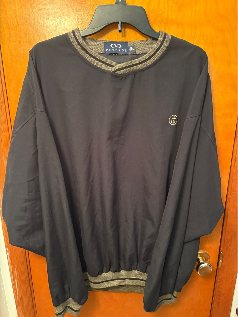 Vantage Made in USA Pullover Windbreaker Jacket Black Men’s XL - Picture 1 of 3
